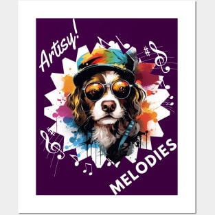 Artistic Dog with Beret: "Artsy Melodies" Posters and Art